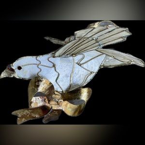 Vintage gold lined Capiz Shell dove Tree ornament